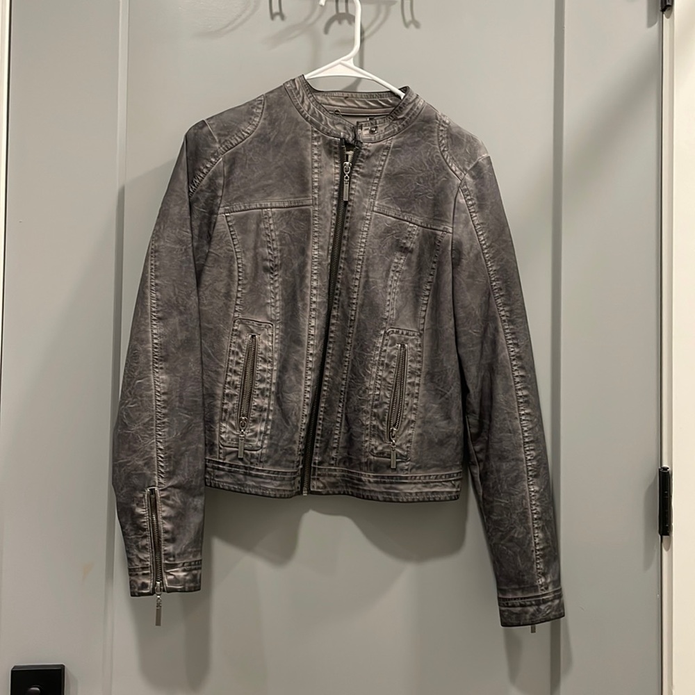 Gray leather jacket size medium (great condition)